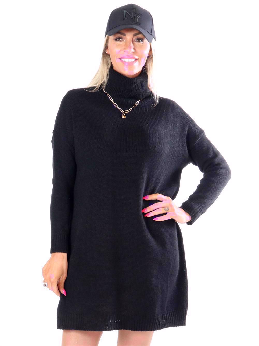 Miranda - Stickad klänning med polokrage